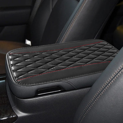 Car Armrest Box Cushion PU Leather Embroidered Non-slip Mat