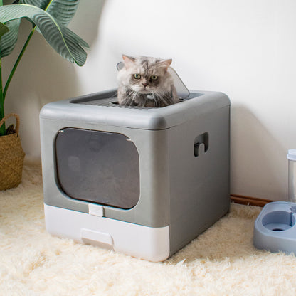 Fully Enclosed Double-door Extra-large Drawer Cat Litter Basin