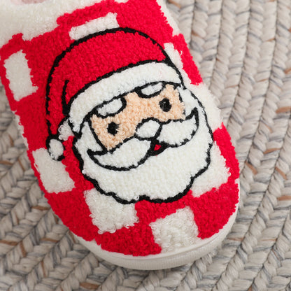 Christmas Plaid Santa Claus Slippers Winter Indoor Non-slip Floor Bedroom