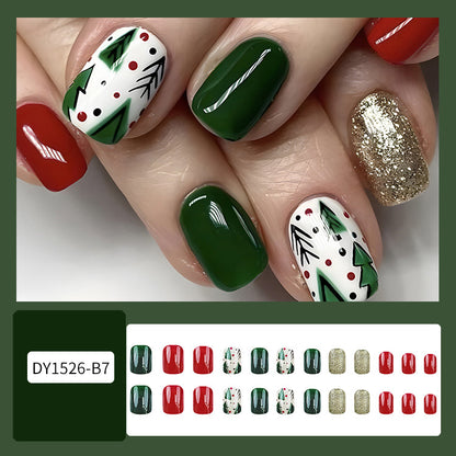 Christmas False Nails Hat Striped Snowflake Nail Art Stickers For Parties Dances Or Holiday Wear