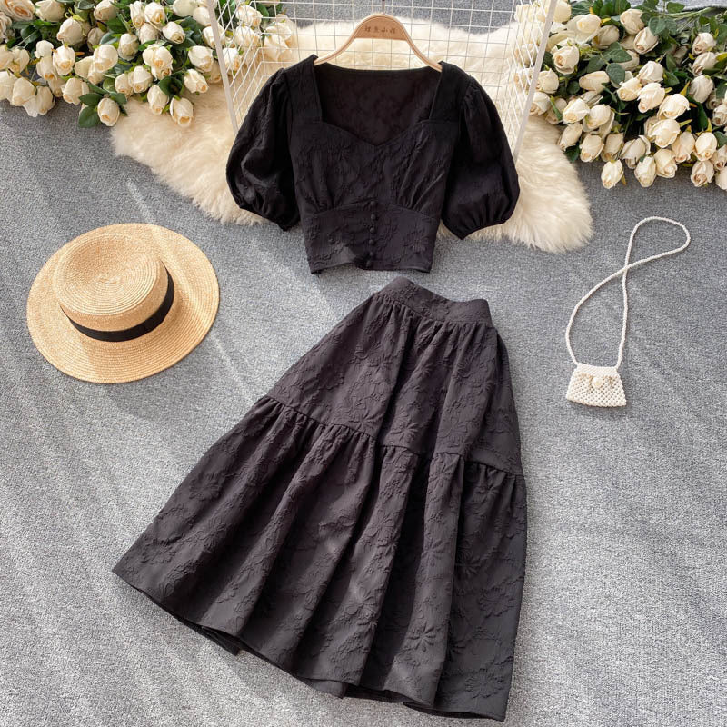 Top All Match Umbrella Skirt Fashionable Two Piece Set