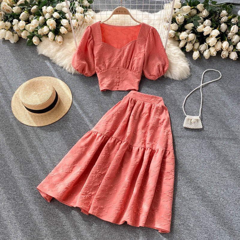 Top All Match Umbrella Skirt Fashionable Two Piece Set