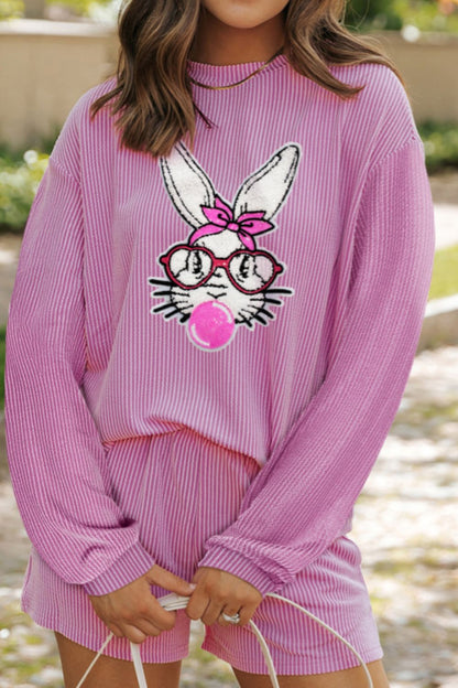 Bubble Gum Rabbit Sequin Corded Rib Top and Shorts Set - Online Shop AU.com - OnlineShopAU.com