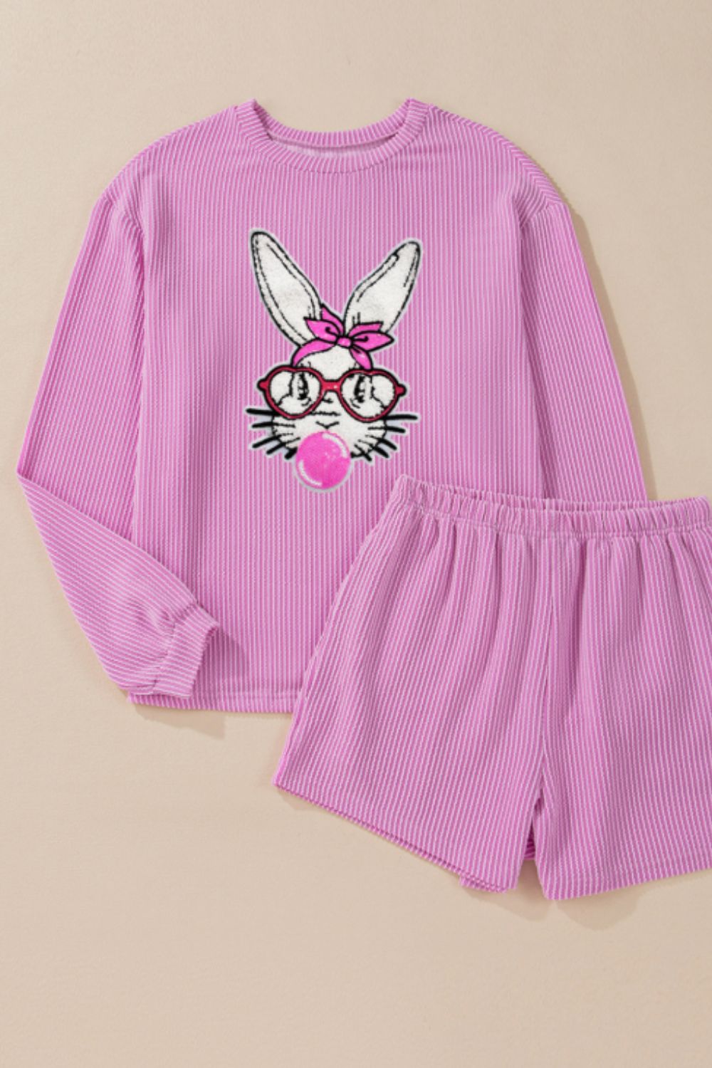 Bubble Gum Rabbit Sequin Corded Rib Top and Shorts Set - Online Shop AU.com - OnlineShopAU.com