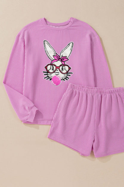 Bubble Gum Rabbit Sequin Corded Rib Top and Shorts Set - Online Shop AU.com - OnlineShopAU.com