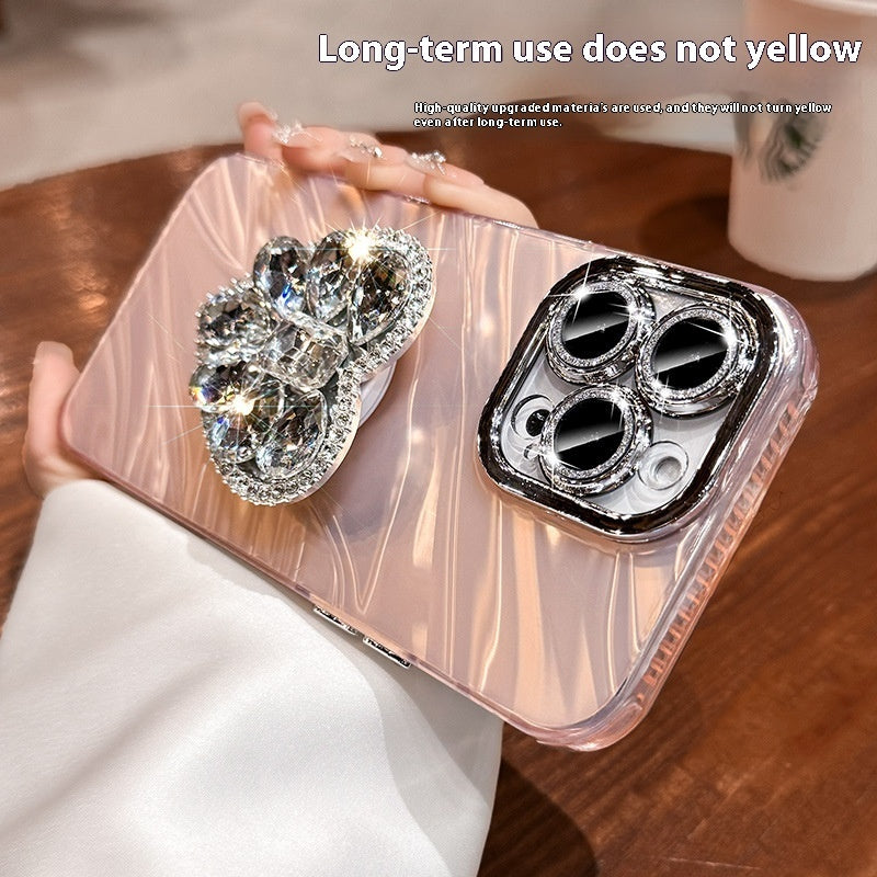 Mobile Phone Case Lens Protector Rhinestone Love Phone Case