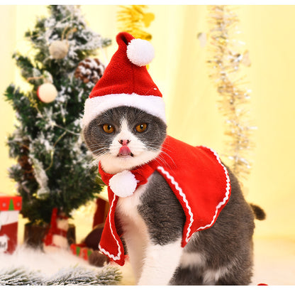 Pet Christmas Suit Cat Dog Cloak Hat