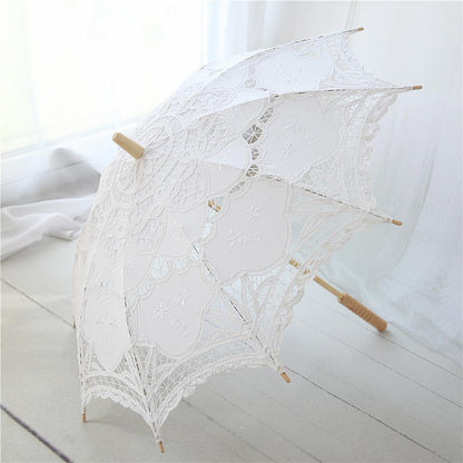 Women's Vintage Lace Court Long Handle Craft Umbrella