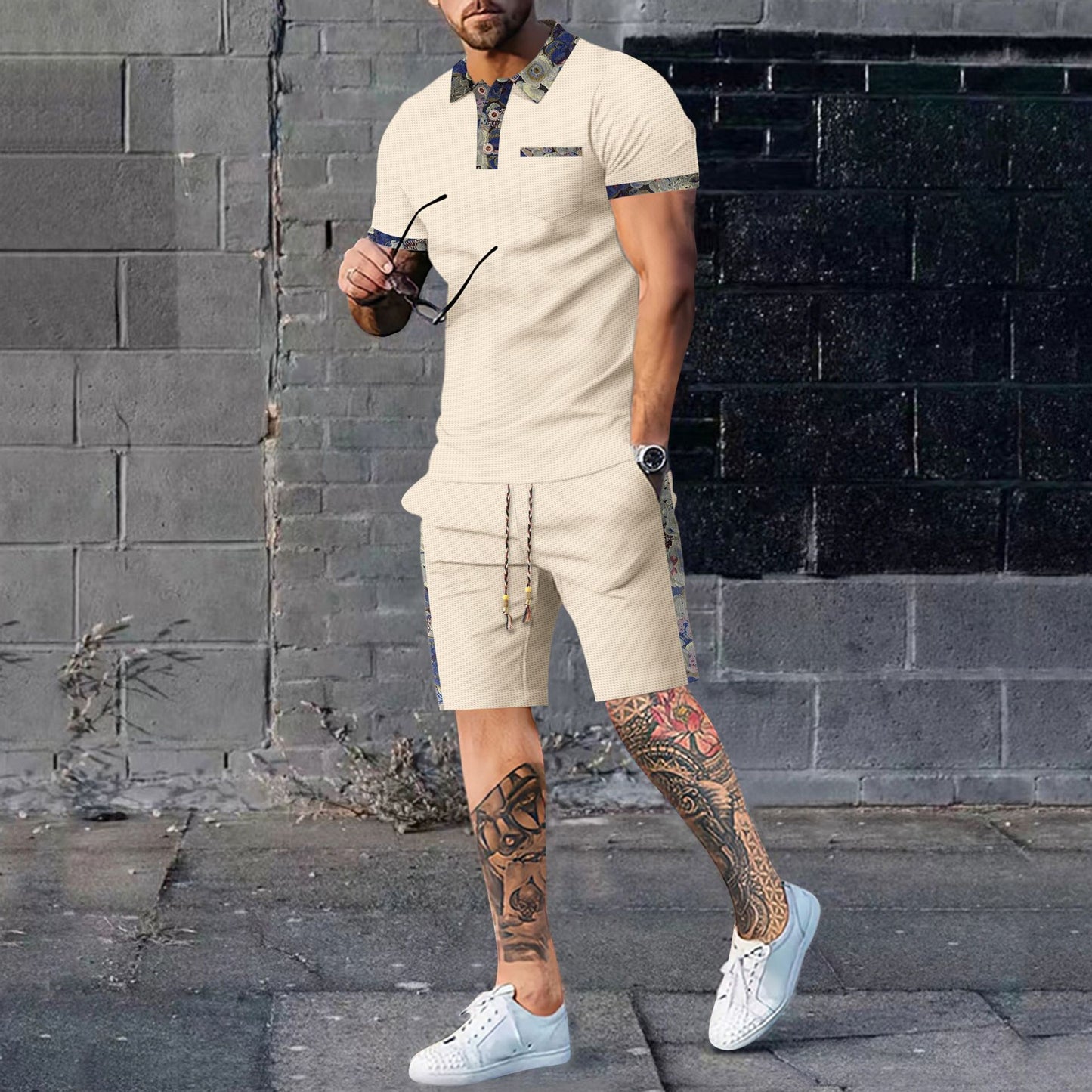 Shorts Casual Fashion Set Shirt and Pants Men