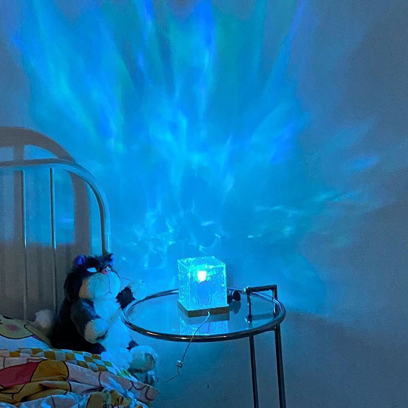 Water Ripple Ambient Night Light 16 Colors LED USB Rotating Projection Crystal Table Lamp RGB Dimmable Home Decoration