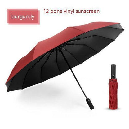 12-bone Vinyl Automatic Umbrella Plus-sized Business Folding Umbrella