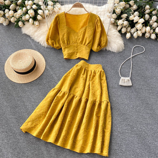 Top All Match Umbrella Skirt Fashionable Two Piece Set