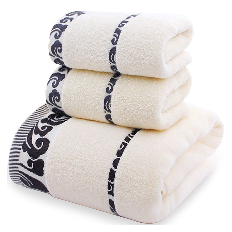 Pure Cotton Towels Three-piece Suit Thick Soft Household