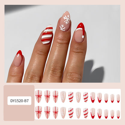 Christmas False Nails Hat Striped Snowflake Nail Art Stickers For Parties Dances Or Holiday Wear