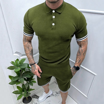 Lapel Button Casual T-shirt Suit Men