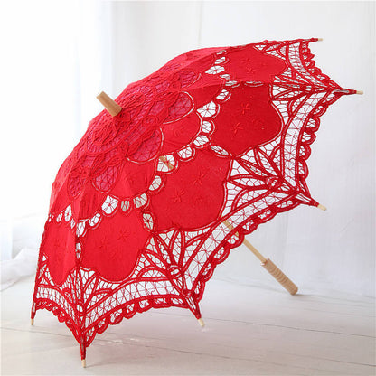 Women's Vintage Lace Court Long Handle Craft Umbrella