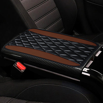 Car Armrest Box Cushion PU Leather Embroidered Non-slip Mat