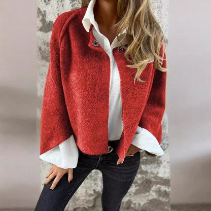 Women's Batwing Sleeve Cardigan Loose Short Cashmere Long Sleeve Coat