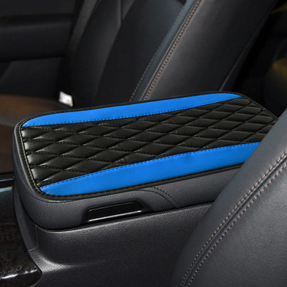 Car Armrest Box Cushion PU Leather Embroidered Non-slip Mat