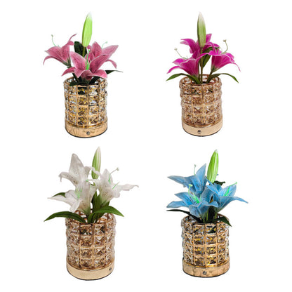 Luminous Lily Crystal Flowerpot Small Night Lamp Simple And Light Luxury Advanced Sense