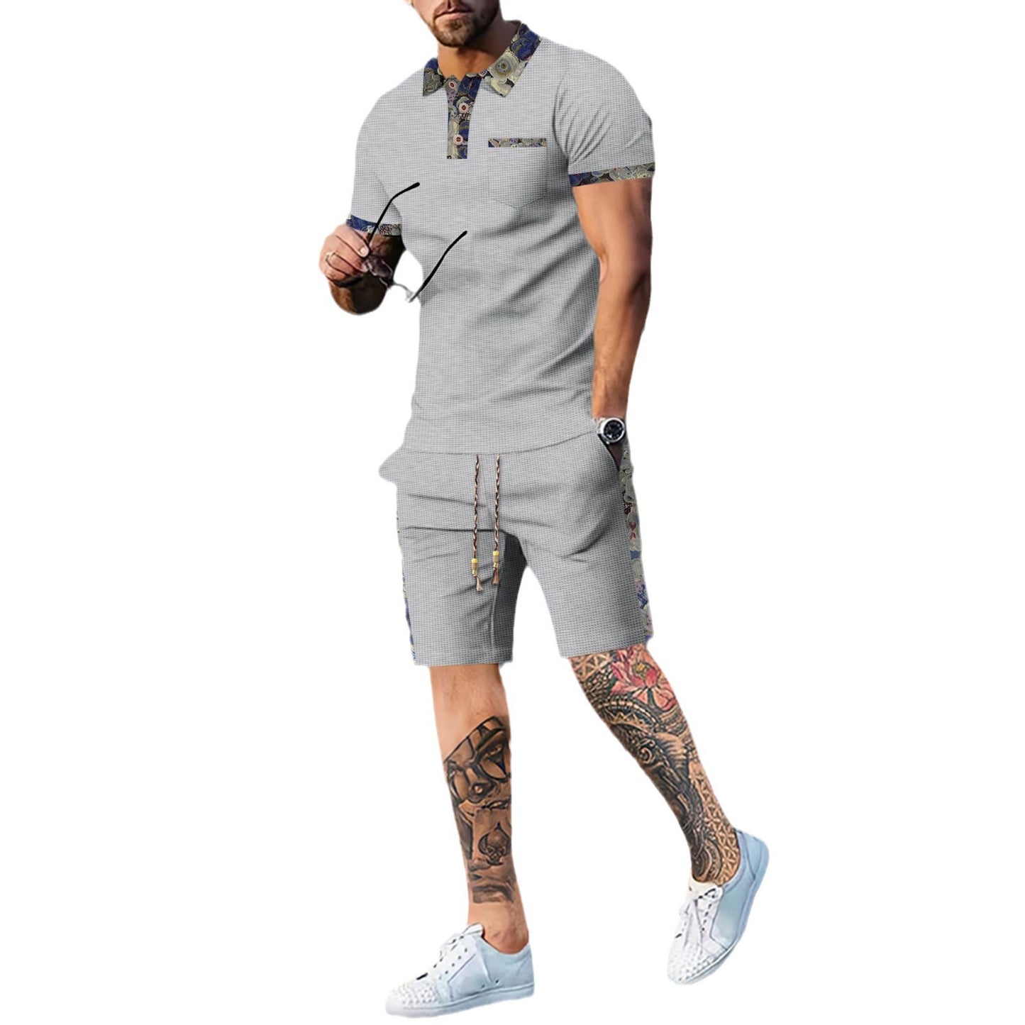 Shorts Casual Fashion Set Shirt and Pants Men