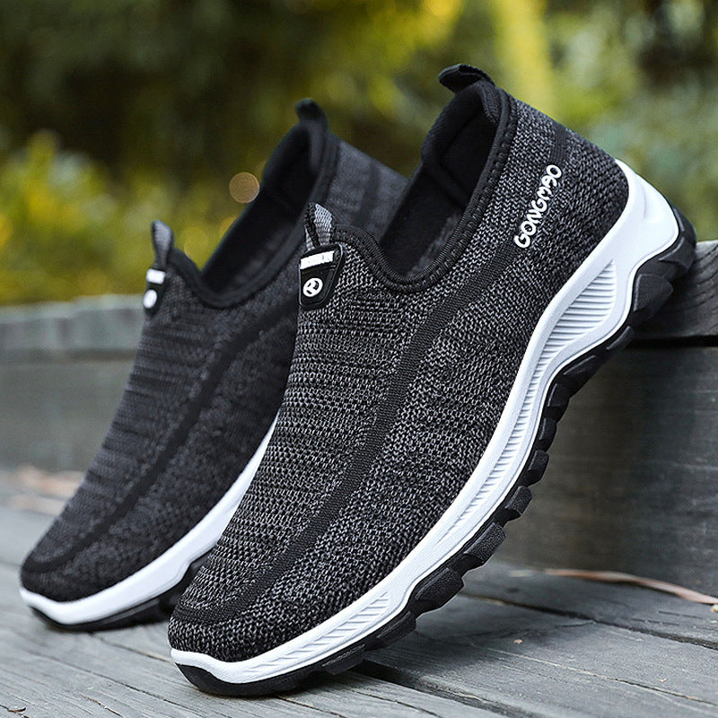 Men's Shoes Casual Flying Woven Men's Shoes Lazy Walking Shoes Casual Dad Shoes Cloth Shoes