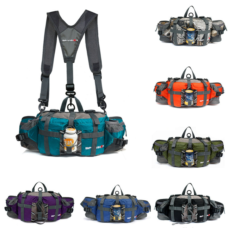 Tactics Waist Bag Men Women Multi function Waterproof Shoulder Bag Outdoor Camping Hiking Riding Travel Sport Kettle Backpack Bag