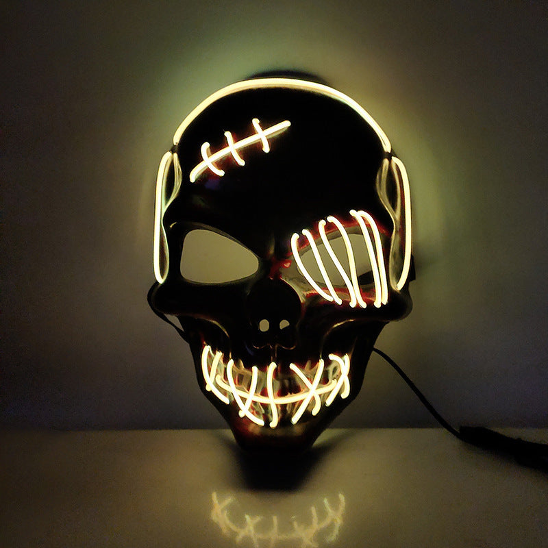 Mask Scar One-eyed Pirate Mask Bloody Horror Cold Light Halloween Mask Led Glowing Mask