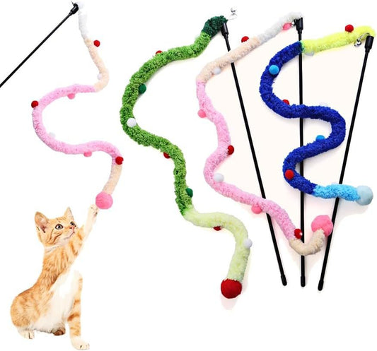 Cat Toys Plush Strip Cat Wands Interactive Cat Toys Colorful Cat Teaser Wands