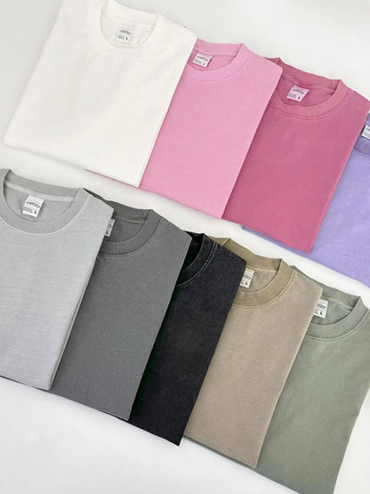 Men's Full Size Round Neck Washed T-Shirt Plus Size - Online Shop AU.com - Trendsi
