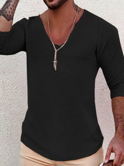 Men's Full Size V - Neck Long Sleeve T-Shirt Plus Size - Online Shop AU.com - OnlineShopAU.com