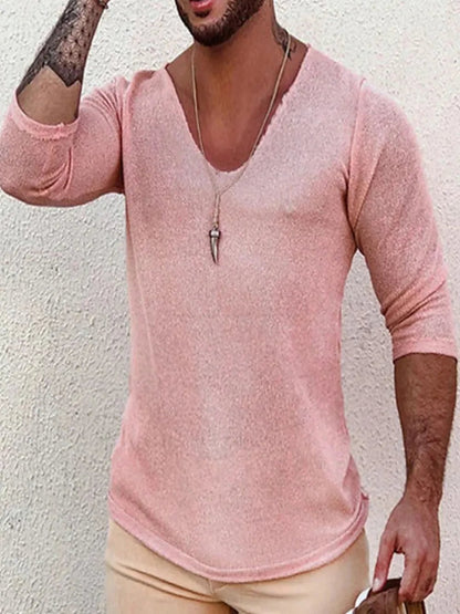 Men's Full Size V - Neck Long Sleeve T-Shirt Plus Size - Online Shop AU.com - OnlineShopAU.com