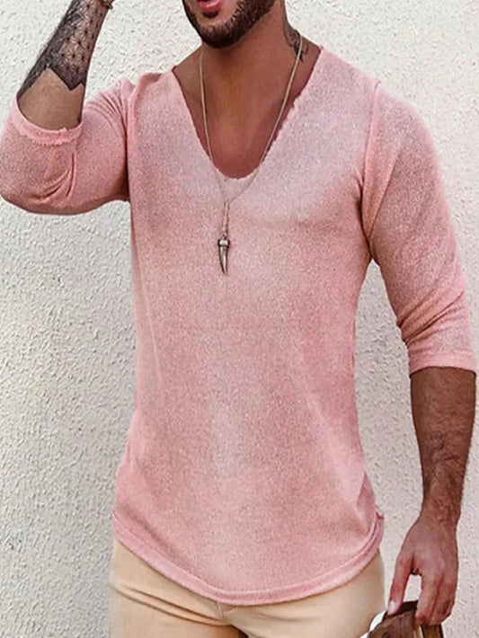Men's Full Size V - Neck Long Sleeve T-Shirt Plus Size - Online Shop AU.com - OnlineShopAU.com