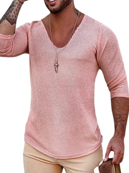 Men's Full Size V - Neck Long Sleeve T-Shirt Plus Size - Online Shop AU.com - OnlineShopAU.com