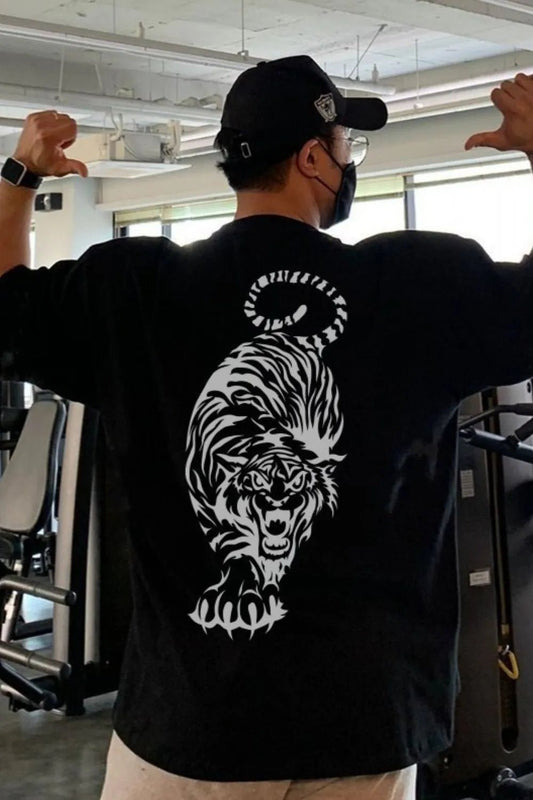 Men's Plus Size Tiger Round Neck Short Sleeve T-Shirt - Online Shop AU.com - Trendsi