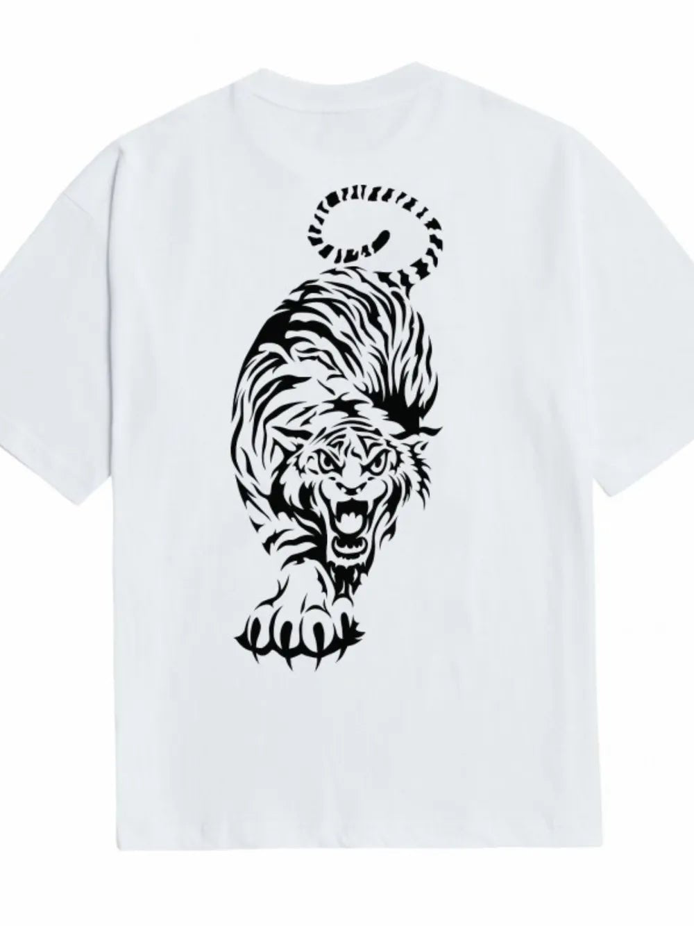 Men's Plus Size Tiger Round Neck Short Sleeve T-Shirt - Online Shop AU.com - Trendsi