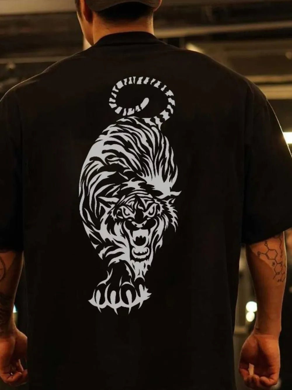 Men's Plus Size Tiger Round Neck Short Sleeve T-Shirt - Online Shop AU.com - Trendsi