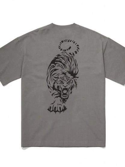 Men's Plus Size Tiger Round Neck Short Sleeve T-Shirt - Online Shop AU.com - Trendsi