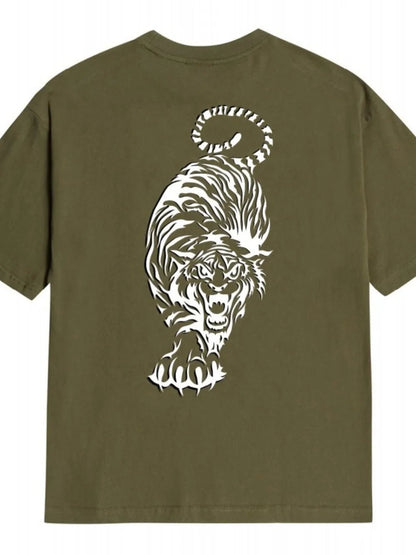 Men's Plus Size Tiger Round Neck Short Sleeve T-Shirt - Online Shop AU.com - Trendsi