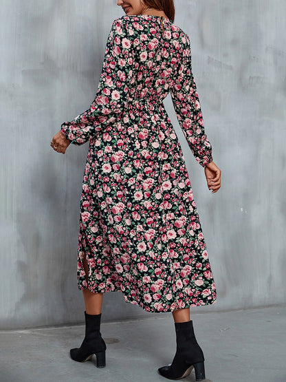 Perfee Floral V - Neck Slit Midi Dress - Online Shop AU.com - OnlineShopAU.com